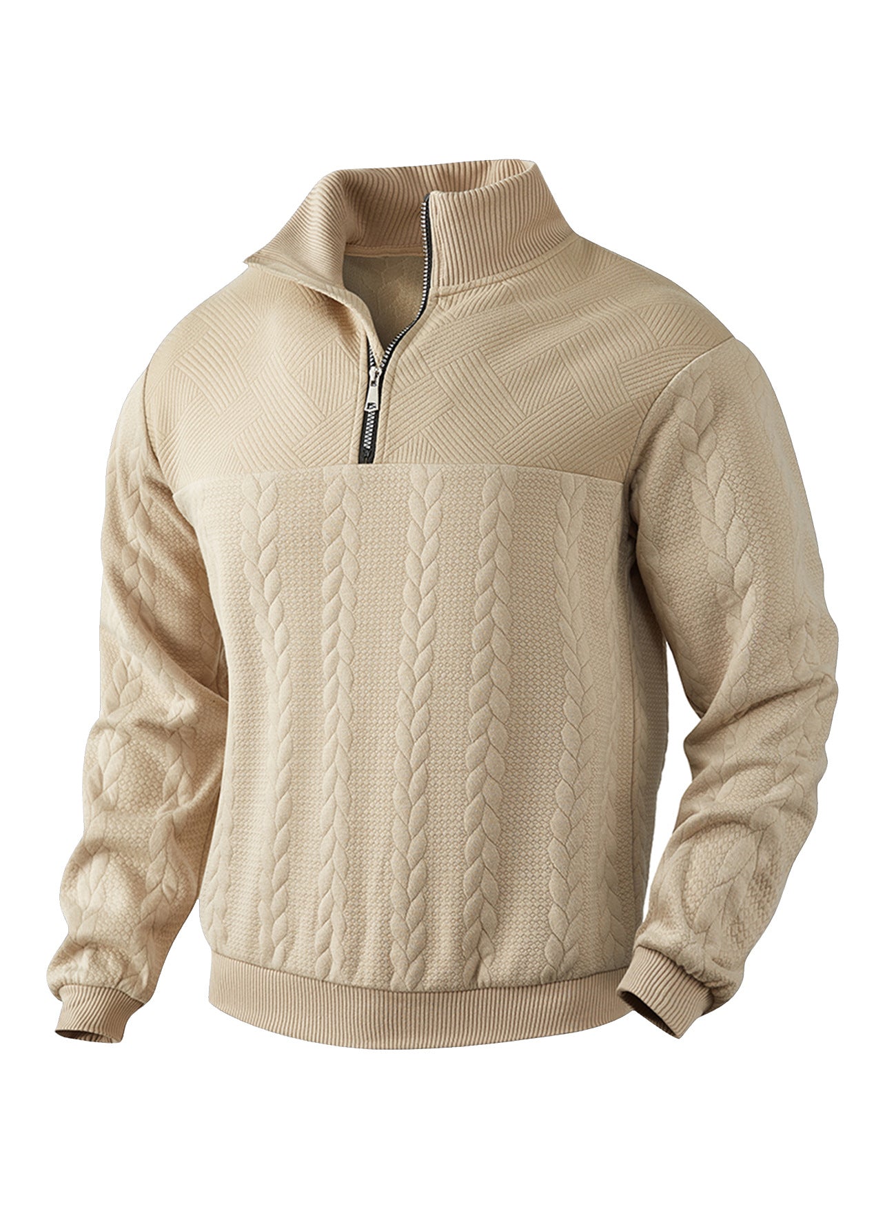Herren Strickpullover Hoher Kragen Reißverschluss Modern