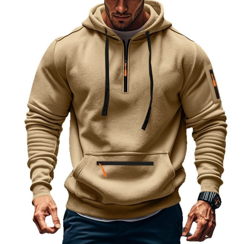 Herren Kapuzenpullover Sportlich mit Zwei-Wege-Reißverschluss
