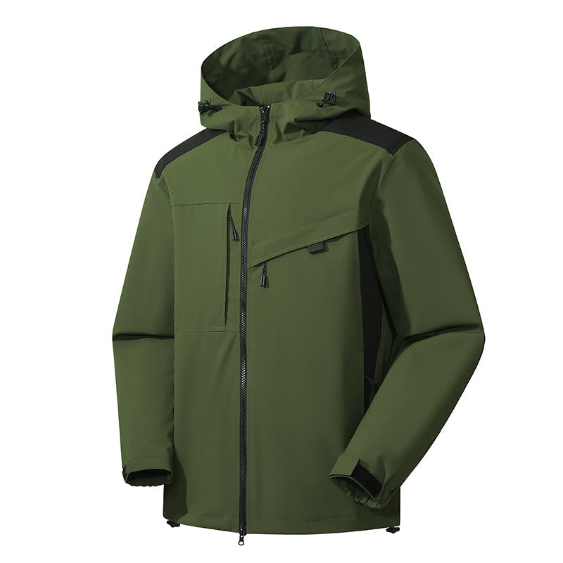 Herren Outdoor-Jacke Wasserdicht mit Kapuze und Reißverschlüssen