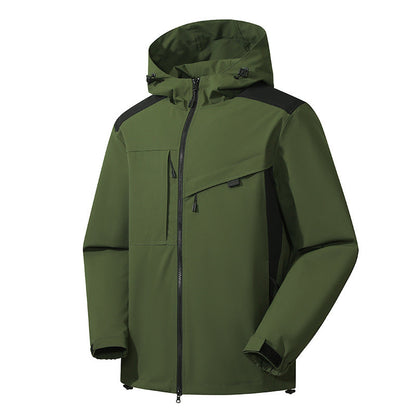 Herren Outdoor-Jacke Wasserdicht mit Kapuze und Reißverschlüssen