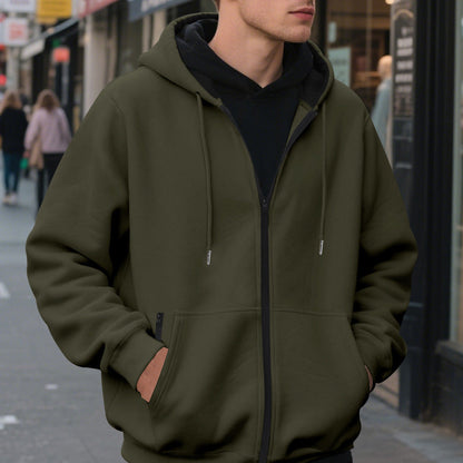 Herren Zip-Hoodie, atmungsaktiver Fleece-Innenausstattung BerlinGlamour, praktische Taschen für den modernen Stadtbummler.