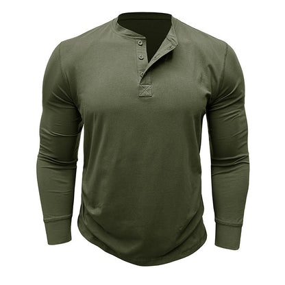 Herren Langarmshirt Knopfleiste Modern Stadtstil