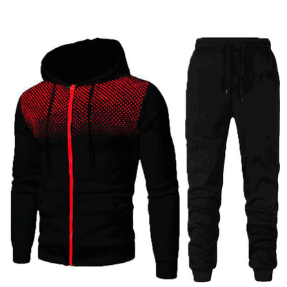 Herren Sport Outfit Set Jogginghose Kapuzenjacke Schwarz