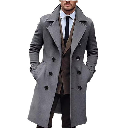 Herren Wollmantel Doppelreihig Klassisch Elegante Optik