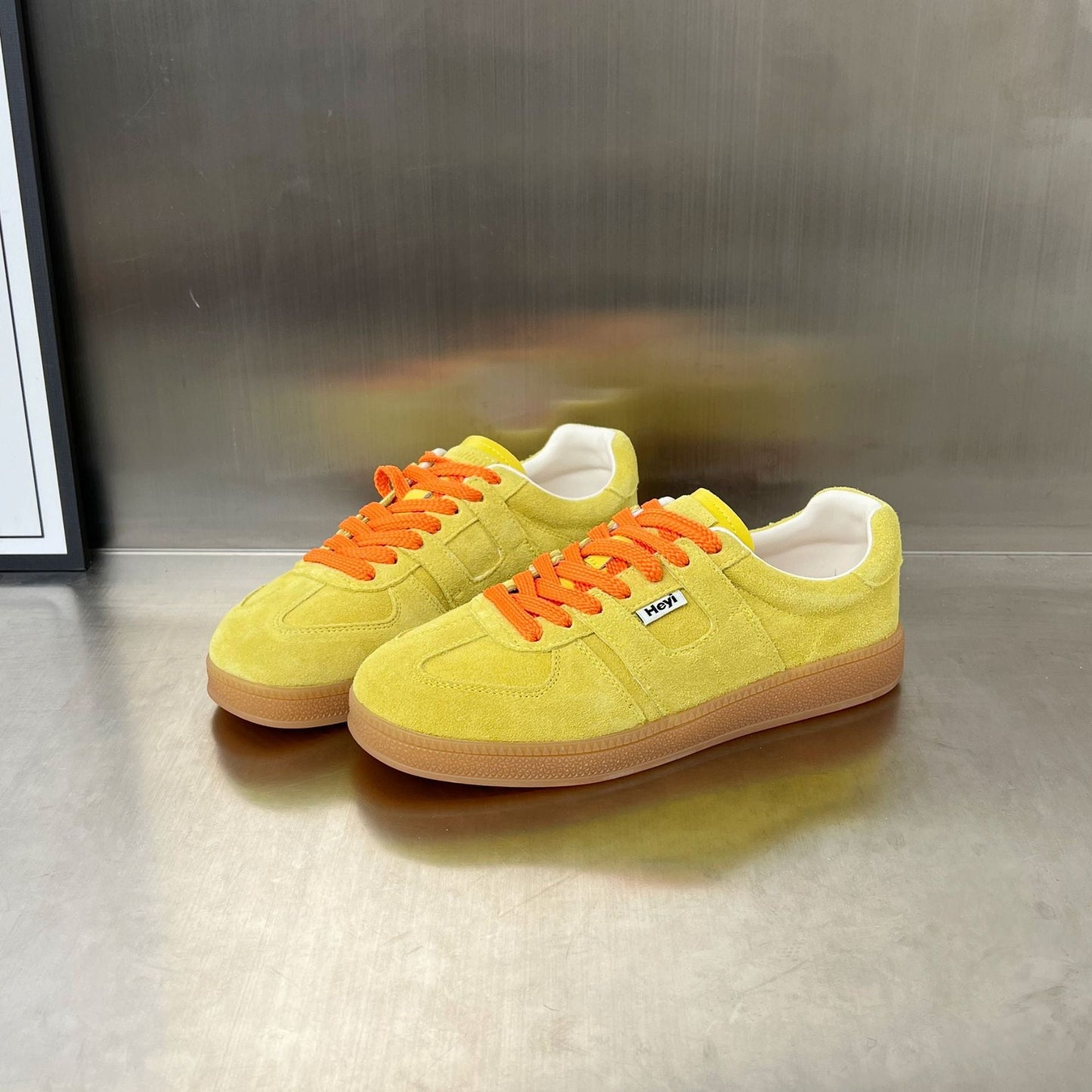 Damen Sneaker Sportlich Weich Wildleder Schnürsenkel