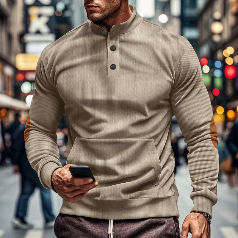 Herren Kapuzenshirt Langarm Modern Strukturdesign Schwarz