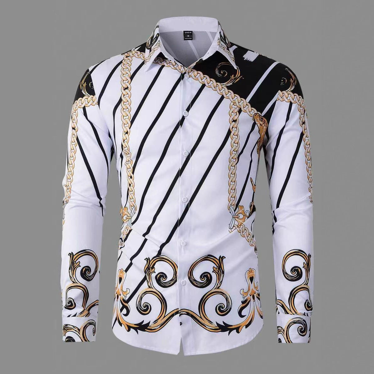 Herren Langarmhemd Modern mit Auffälligem Druck Berlin Style