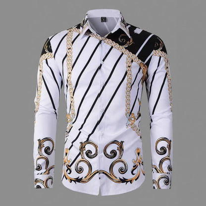 Herren Langarmhemd Modern mit Auffälligem Druck Berlin Style