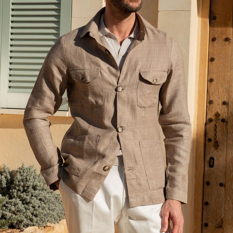 Herren Lederjacke Modern Mit Taschen Schwarz