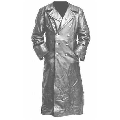 Eleganter Herren Ledermantel Modern Schwarz