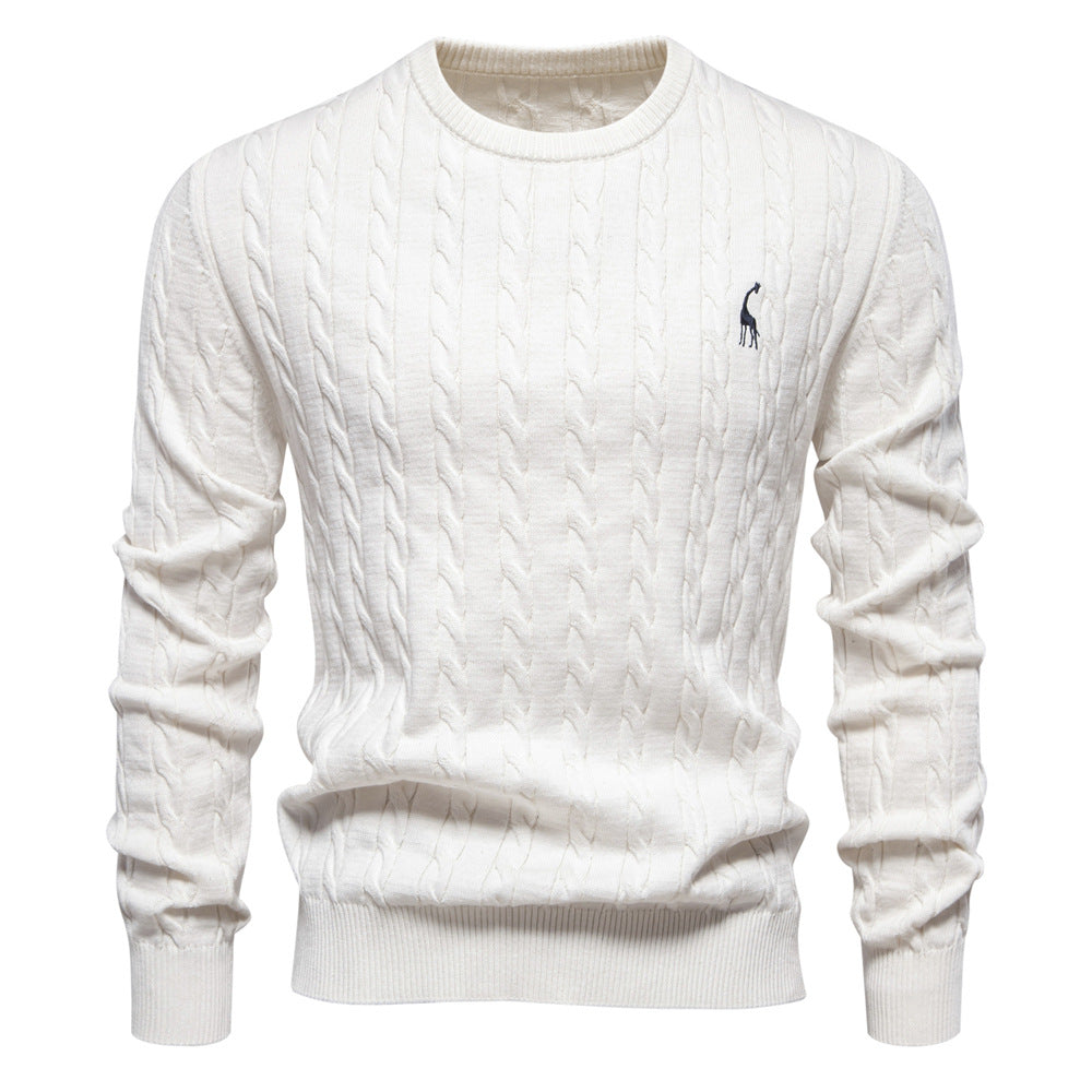 Herren Strickpullover Zopfmuster Rundhals Modern