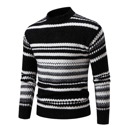 Herren Strickpullover Gestreift Weich Hochkragen