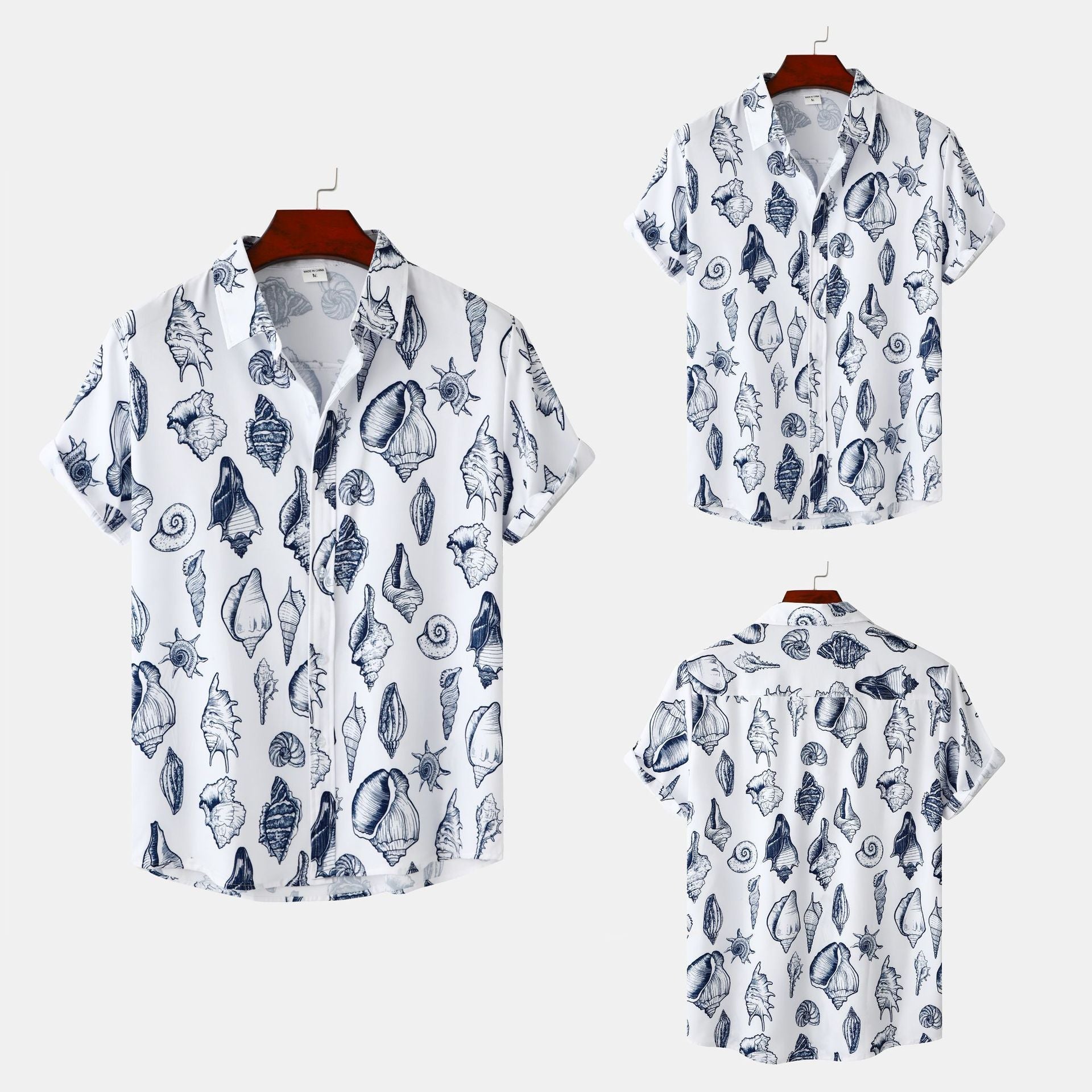 Herren Kurzarmhemd Marine Design Sommer - BerlinGlamour