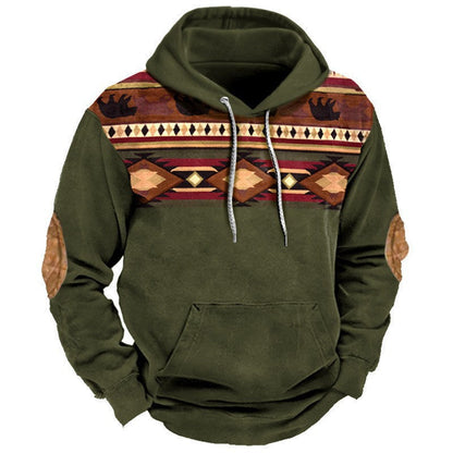 Männer Pullover Kapuze Western Design Cowboy Style