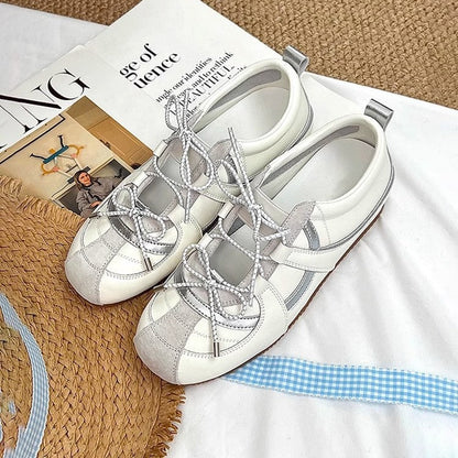 Damen Sneaker Sportlich Modisch Weiße Schuhe