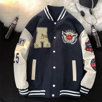 Herren Collegejacke Sportlich Atmungsaktiv Mit Stickerei