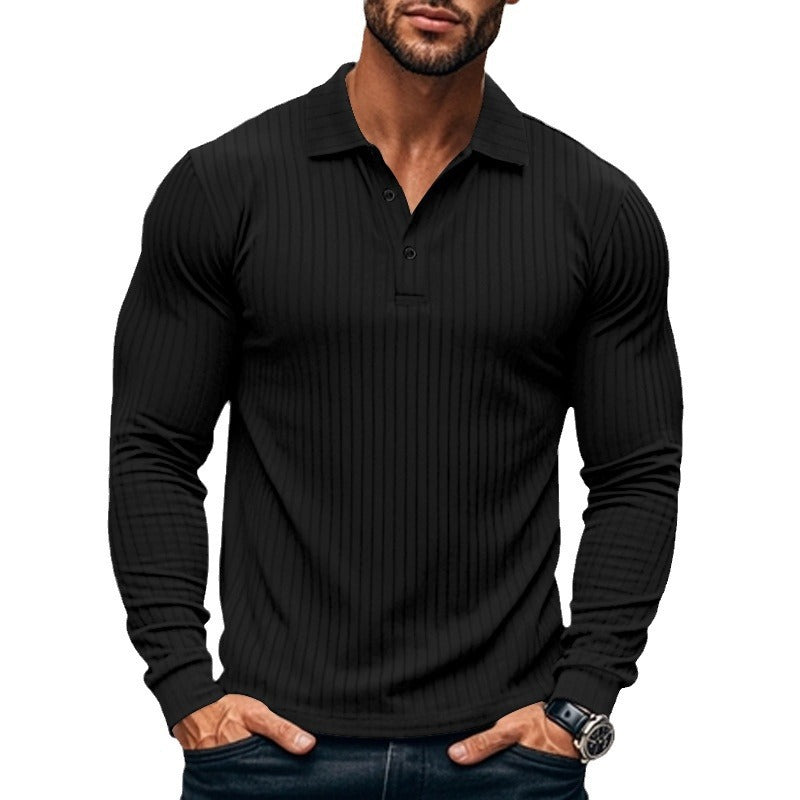 Herren Langarmshirt mit Rippenmuster Elegant Grau