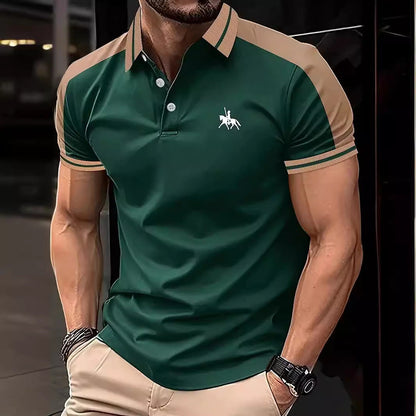 Herren Polo Shirt Kontrastkragen Sportlich Modern