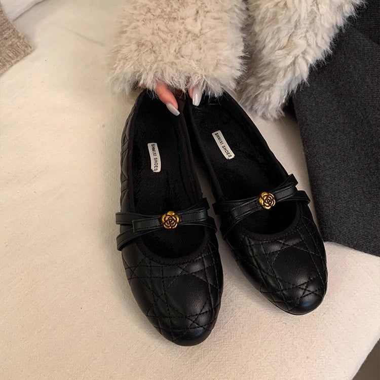 Damen Ballerinas Elegante Schuhe mit Riemen Optik