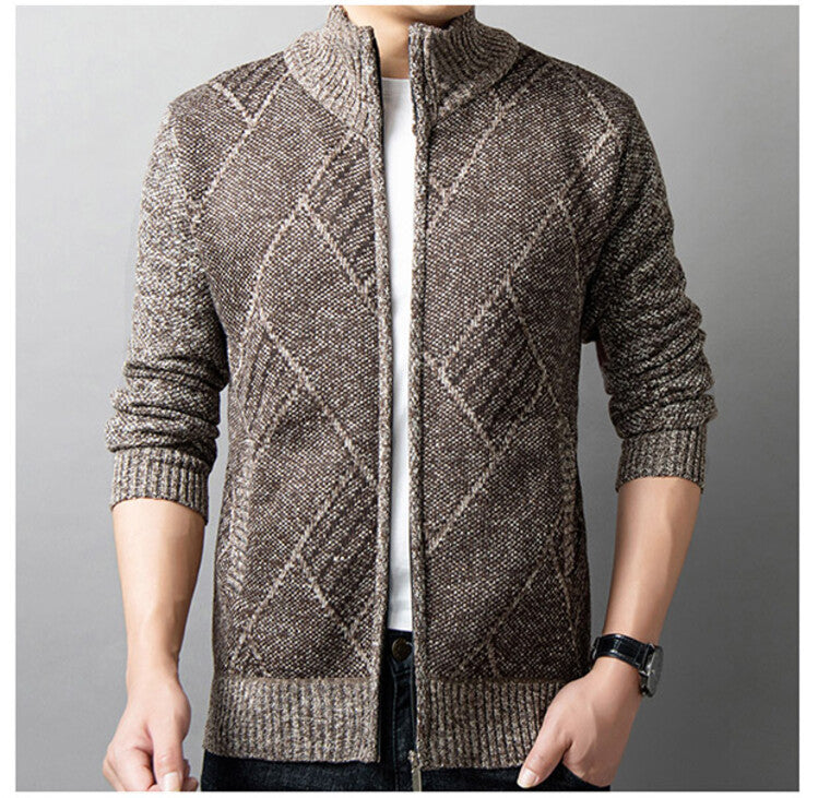 Herren Strickjacke Modern Grafik Muster Zipper