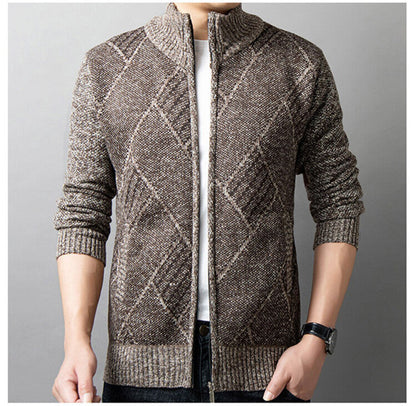 Herren Strickjacke Modern Grafik Muster Zipper