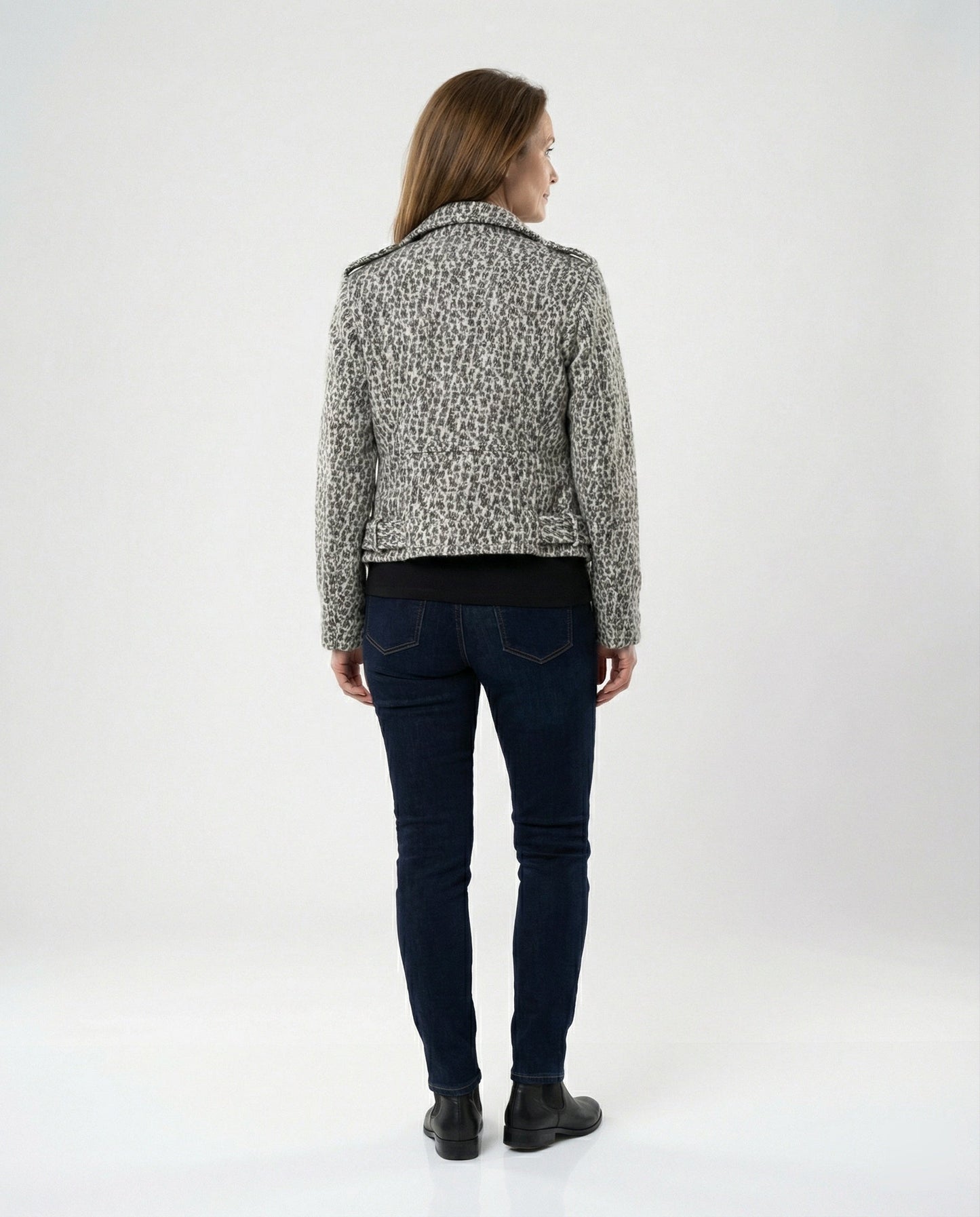 Ledermantel Damen Bikerjacke Tiermuster Slim Fit