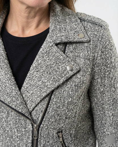 Ledermantel Damen Bikerjacke Tiermuster Slim Fit