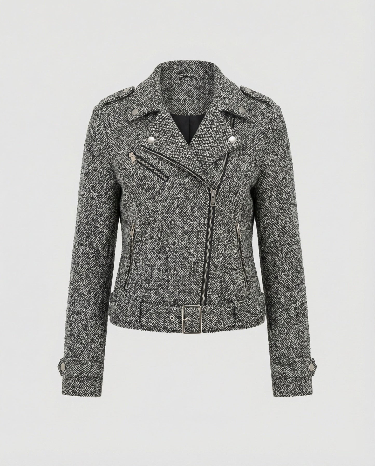 Ledermantel Damen Bikerjacke Tiermuster Slim Fit