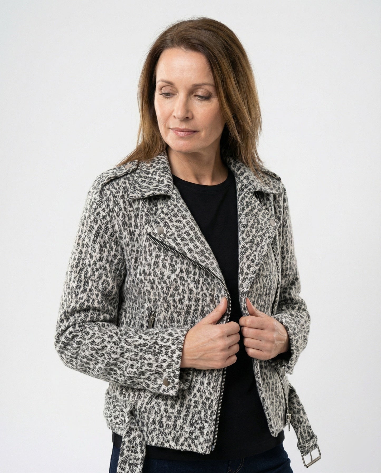 Ledermantel Damen Bikerjacke Tiermuster Slim Fit - BerlinGlamour