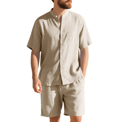 Herren Kurzarm-Hemd und Shorts Set Leicht Sommer