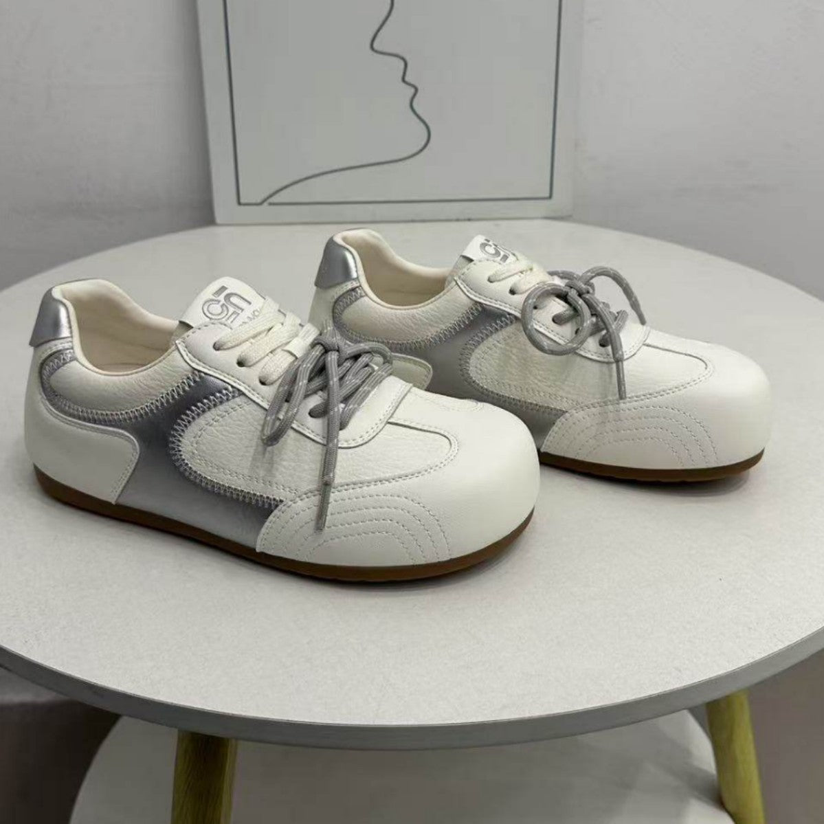 Damen Sneakers Sportlich Lederschuhe Rutschfest