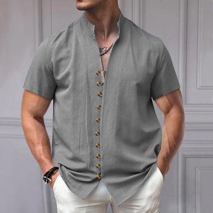 Herren Kurzarmhemd Modern Stehkragen Elegant