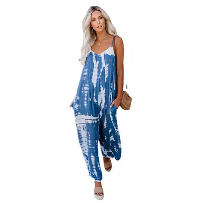Damen Maxijumpsuit Leicht Tie-Dye Sommer