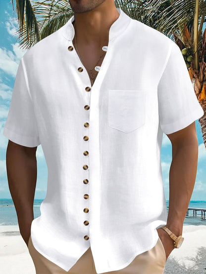 Herren Kurzarm Hemd Modern Knopfdesign Slim Fit