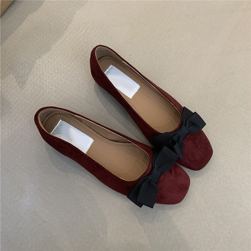 Damen Ballerinas Elegante Schleife Samt