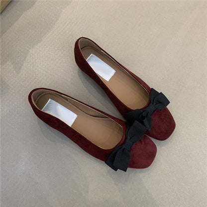 Damen Ballerinas Elegante Schleife Samt