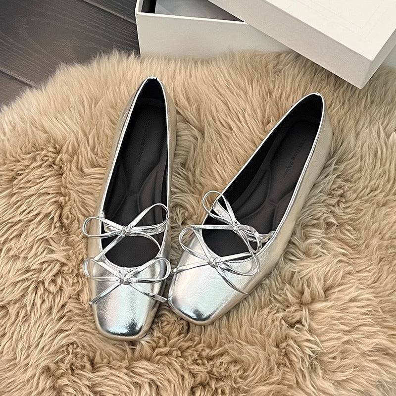 Damen Ballerinas Elegante Schleifen Komfort Fußbett