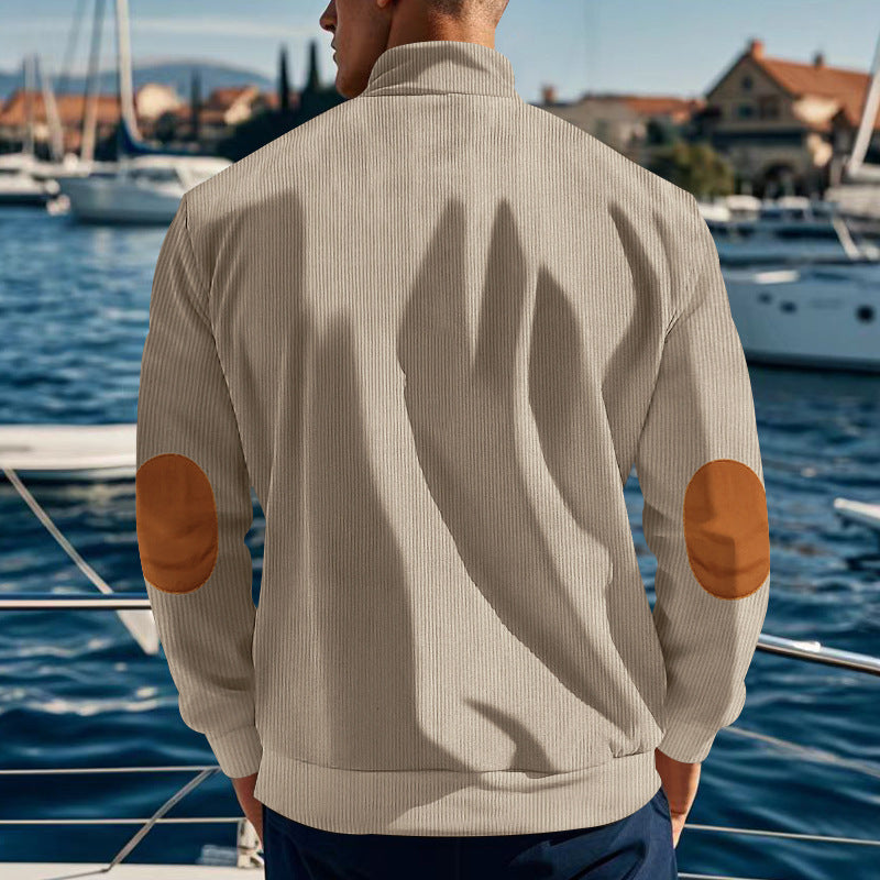 Herren Sweatshirt Stehkragen Knopfverschluss Modern Sportlich