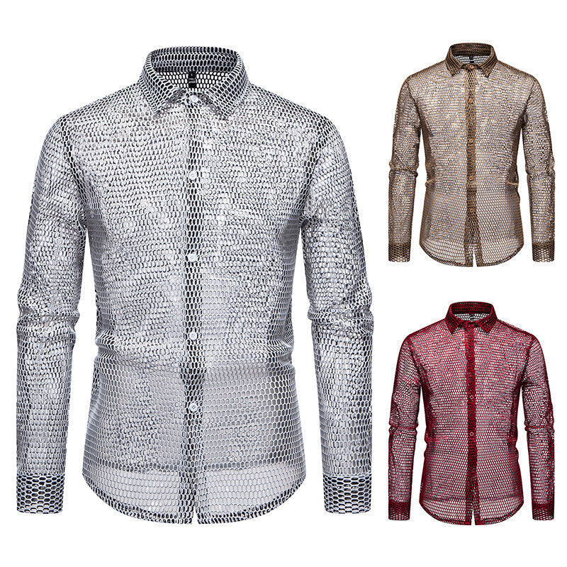 Herren Hemd Mesh atmungsaktiv Modern Designer