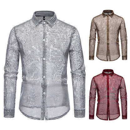 Herren Hemd Mesh atmungsaktiv Modern Designer