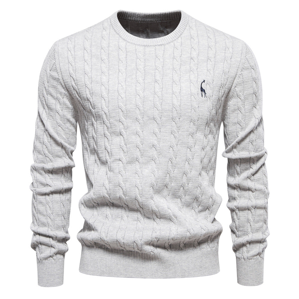 Herren Strickpullover Zopfmuster Rundhals Modern