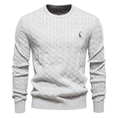 Herren Strickpullover Zopfmuster Rundhals Modern