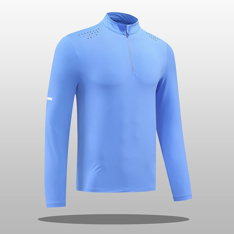 Herren Langarmshirt Atmungsaktiv Reißverschluss Funktionsshirt - BerlinGlamour
