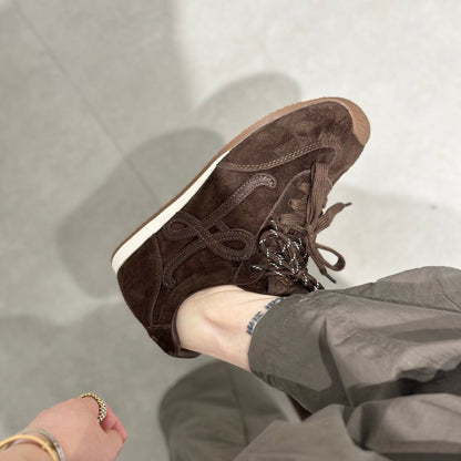 Damen Sneaker Wildleder Schnürsenkel Modisch