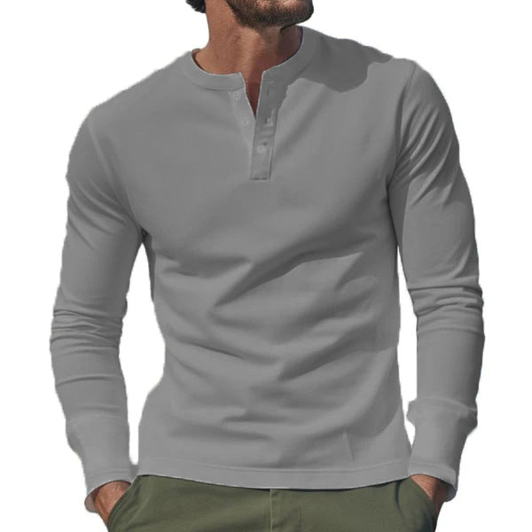 Herren Langarmshirt Henley T-Shirt Modern Berlin