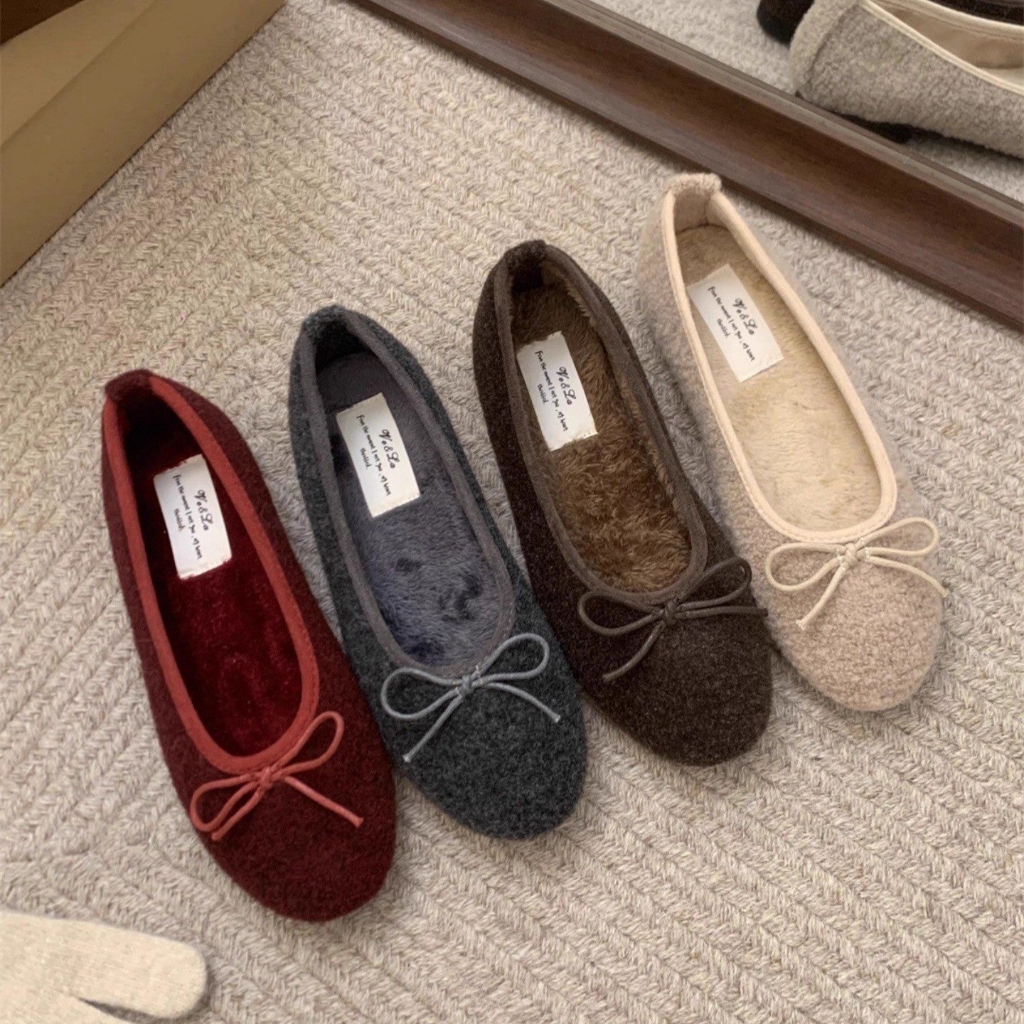 Damen Ballerinas Kuschelig Weich Schleifen Detail Elegante - BerlinGlamour