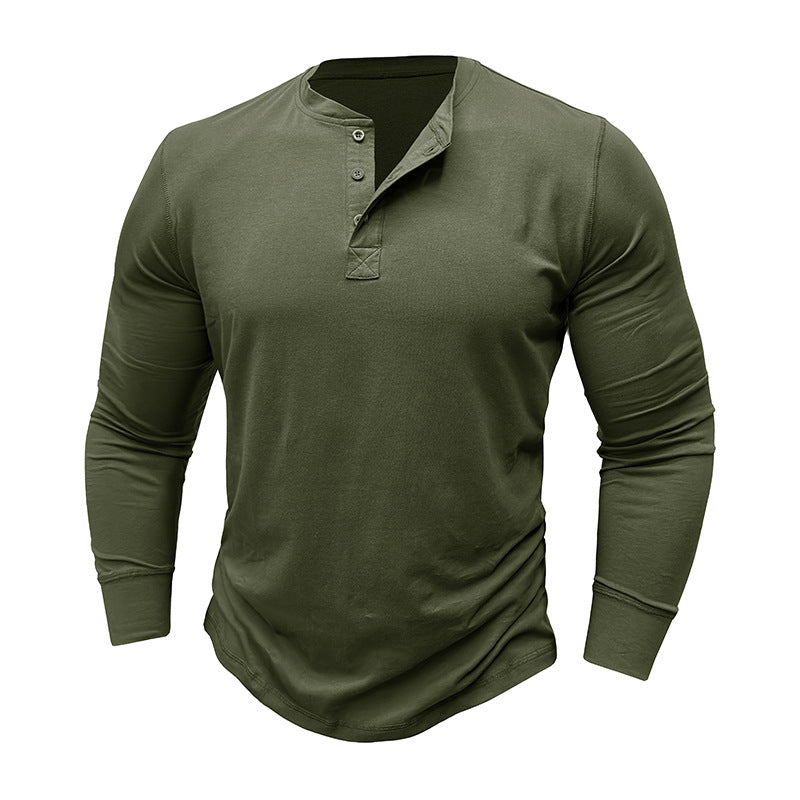 Herren Langarmshirt Modern Bequem Knopfleiste