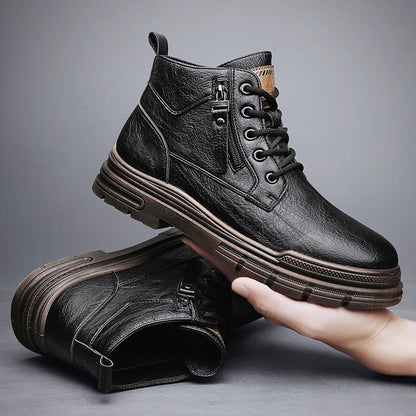 Damen Lederstiefel Robust Reißverschluss Komfort Sohle