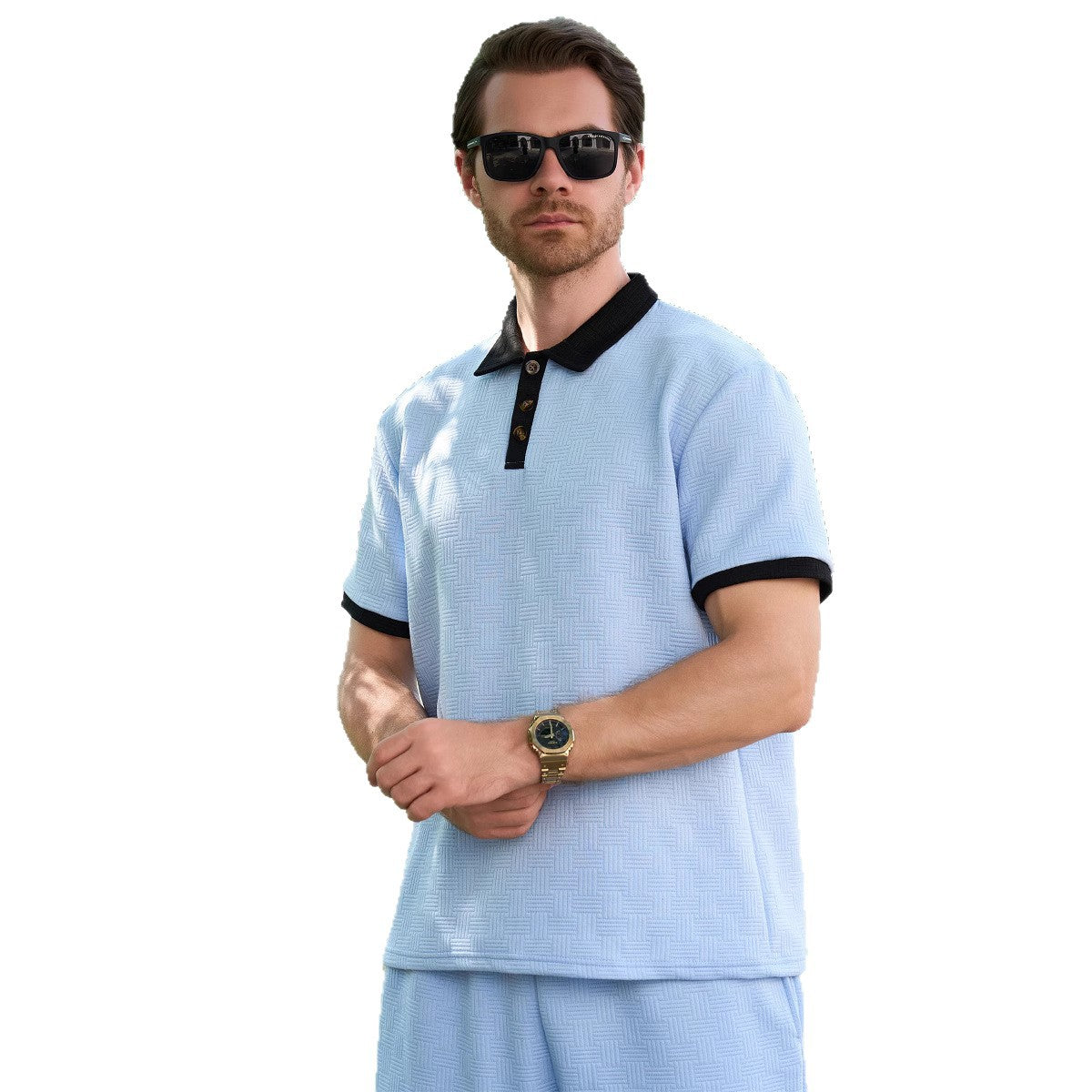 Herren Poloshirt Modern mit Kontraststreifen und Strukturoptik