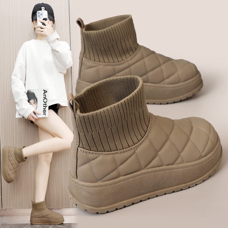 Damen Steppschuhe Hochkragen Rutschfest Wintermode - BerlinGlamour